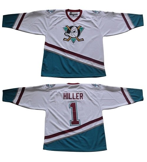 Custom Anaheim Mighty Ducks 1 Hiller Hockey Jersey White